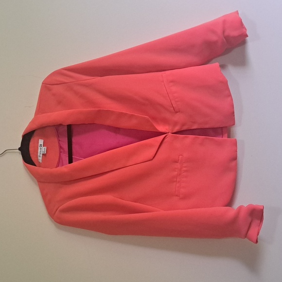 Forever 21 Bright pink,orange fuchsia long sleeve blazer jacket Size 6/S - Picture 1 of 12